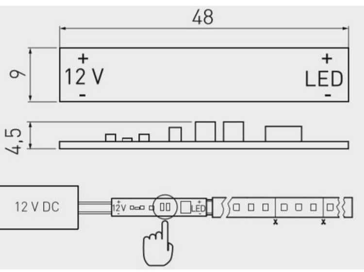 Włącznik bezdotykowy do taśm LED AE-WLPR-60 GTV