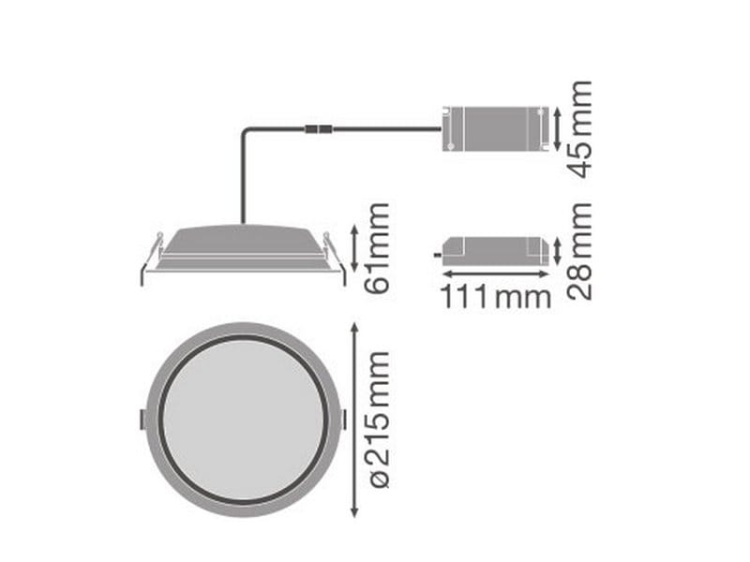 DL ALU DN 200 35 W 6500 K IP44/IP20 WT