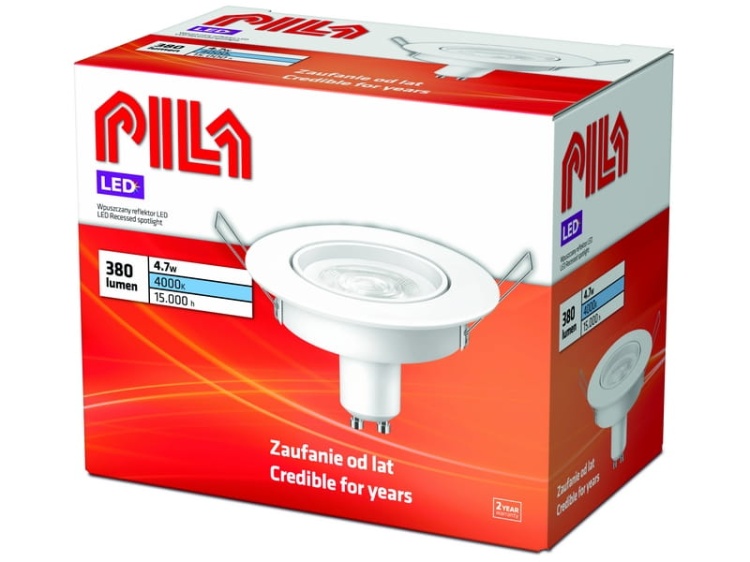 oprawa do wbudowania LED spot okrągła GU10 50W 4000K 380lm IP20 36D PILA
