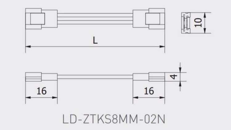 Łącznik dwustronny XC11 do taśm LED 8mm z przewodem 15mm SLIM