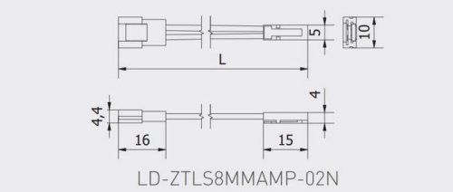 Łącznik dwustronny XC11 do taśm LED 8mm z przewodem 2m + złączka mini amp męski SLIM