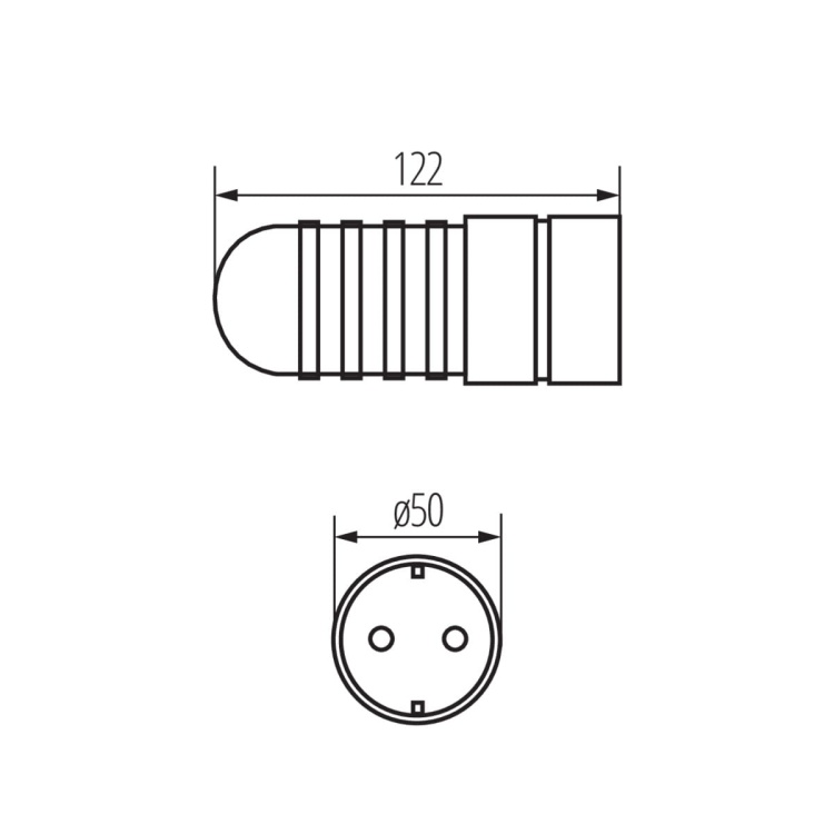 Rysunek wymiarowy ; rozgałęźniki, gniazda, wtyczki GRIP GP/S KANLUX