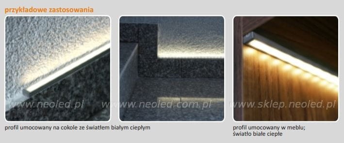 Profil LED SLIM8 anodowany, klosz mleczny odcinki 1m, 2m Topmet przykład zastosowań