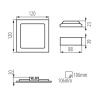 Wymiary oprawy KATRO V2 6W 120 × 120 × 20 mm