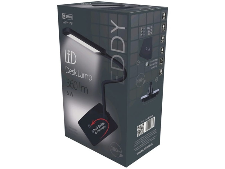 Lampa biurkowa LED EDDY 6W 3000K/4500K/6800K 360lm czarna EMOS Z7599B