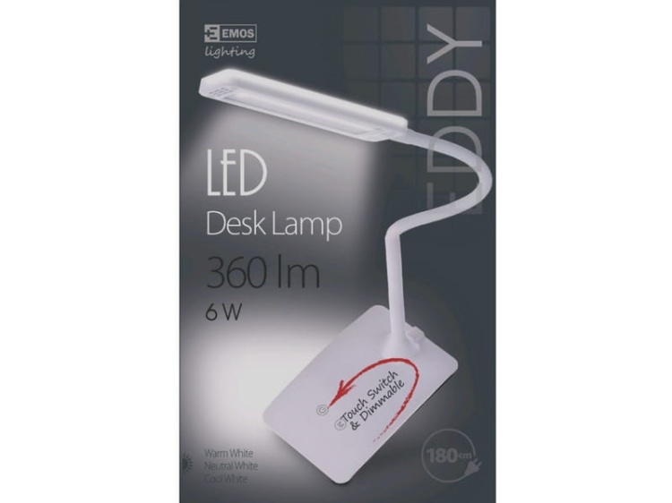 Lampa biurkowa LED EDDY 6W 3000K/4500K/6800K 360lm biała EMOS Z7599W