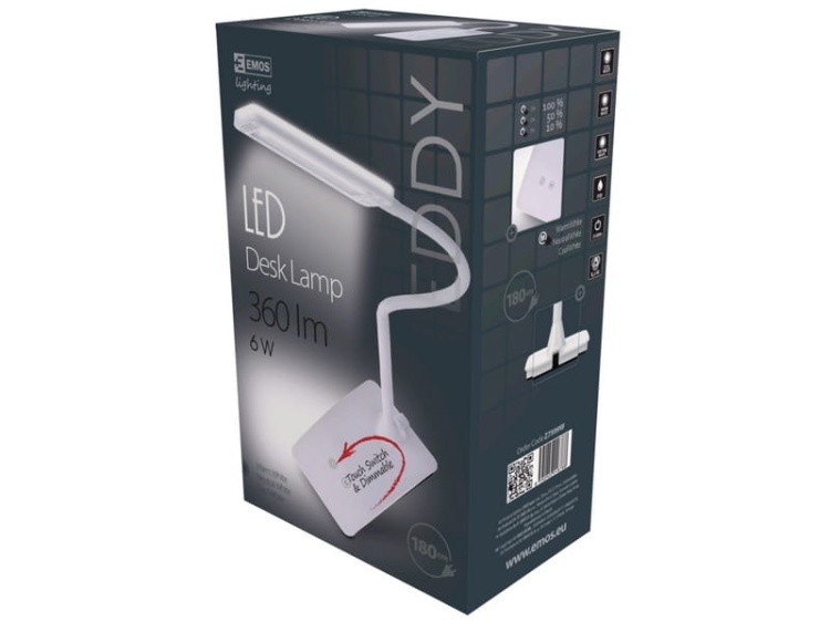 Lampa biurkowa LED EDDY 6W 3000K/4500K/6800K 360lm biała EMOS Z7599W