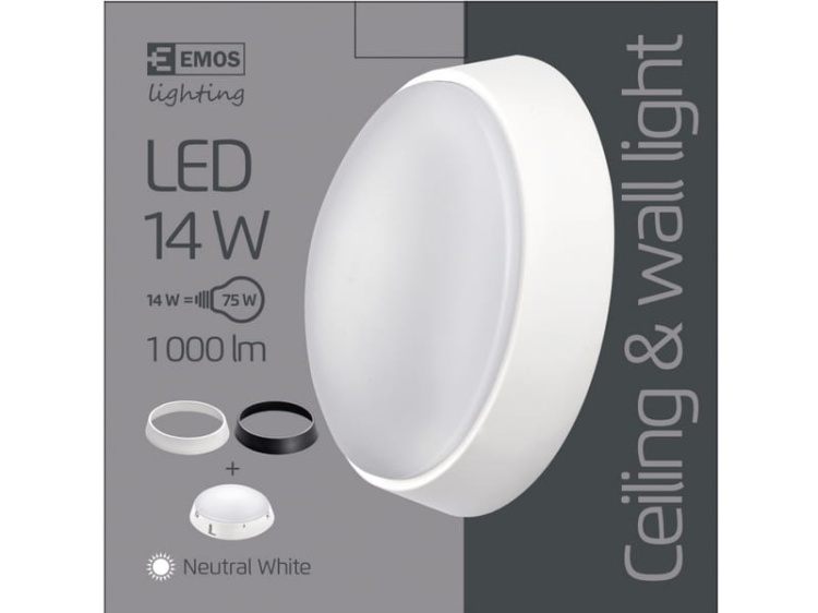 Oprawa LED ZM3230 okrągła biało-czarna 14W 4000K 1000lm IP54 EMOS