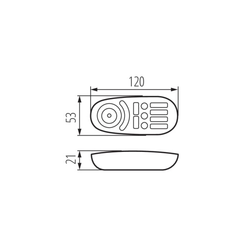 Rysunek wymiarowy kontrolera do taśm LED REMOTE RGBW KANLUX