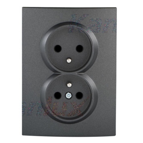 Gniazdo zasilające podwójne francuskie, kompletne z ochroną styków LOGI 02-1260-141 grafitowe MOW ION 25270