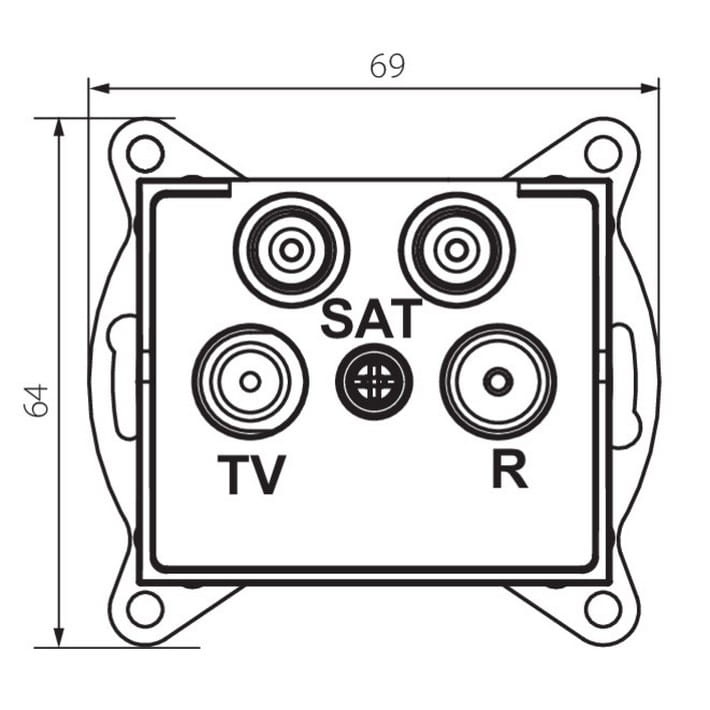 Gniazdo TV-2xSAT końcowe LOGI 02-1590-041 grafitowe MOW ION 25282