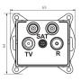 Gniazdo TV-2xSAT końcowe LOGI 02-1590-041 grafitowe MOW ION 25282