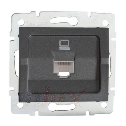 Gniazdo komputerowe pojedyncze (RJ45Cat 6 Jack) LOGI 02-1400-041 grafitowe MOW ION 25285