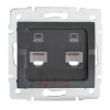 Gniazdo komputerowe podwójne niezależne (2x RJ45Cat 5e Jack) LOGI 02-1410-041 grafitowe MOW ION 25287