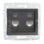 Gniazdo komputerowe podwójne niezależne (2x RJ45Cat 5e Jack) LOGI 02-1410-041 grafitowe MOW ION 25287
