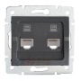 Gniazdo komputerowe podwójne niezależne (2x RJ45Cat 6 Jack) LOGI 02-1420-041 grafitowe MOW ION 25288