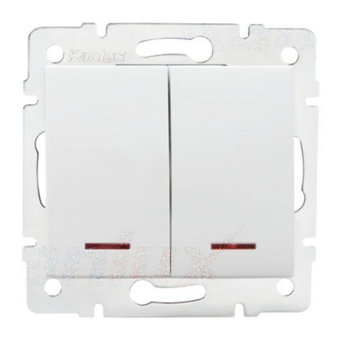 Łącznik zwierny podwójny LED LOGI 02-1023-102 biały MOW ION 25070