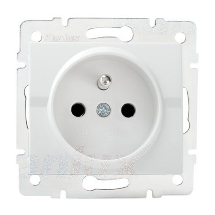 Gniazdo zasilające pojedyncze francuskie z ochroną styków LOGI 02-1250-102 białe MOW ION 25089