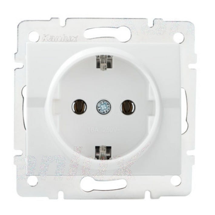 Gniazdo zasilające pojedyncze Schuko LOGI 02-1220-102 białe MOW ION 25085