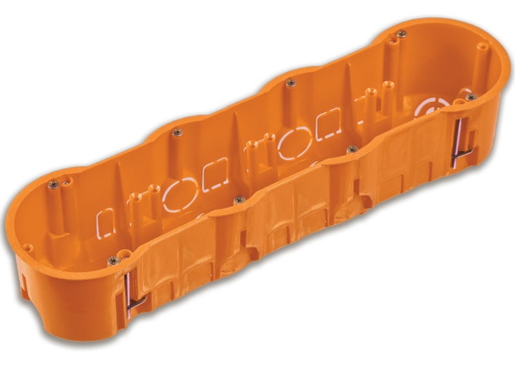 Puszka instalacyjna poczwórna z wkrętami głęboka pomarańczowa PAWBOL