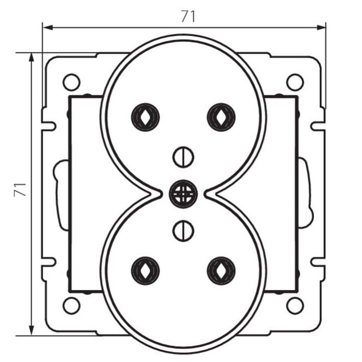 Gniazdo zasilające francuskie podwójne z uziemieniem LOGI 02-1253-102 białe 25092