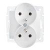 Gniazdo zasilające francuskie podwójne z uziemieniem LOGI 02-1253-102 białe 25092