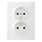 Gniazdo zasilające podwójne francuskie, kompletne LOGI 02-1261-102 białe MOW ION 25094