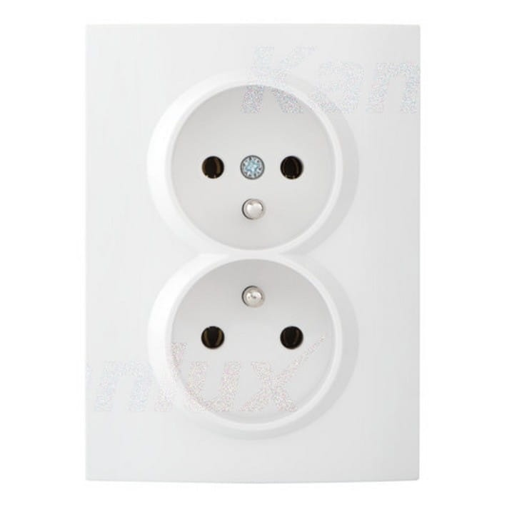 Gniazdo zasilające podwójne francuskie, kompletne LOGI 02-1261-102 białe MOW ION 25094