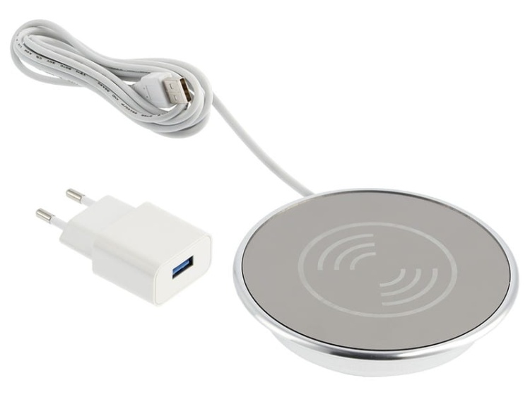 Ładowarka bezprzewodowa LUX z zasilaczem max.10W przewód USB 2m GTV AE-ZLADLUX-40