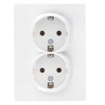 Gniazdo zasilające podwójne Schuko, kompletne LOGI 02-1270-102 białe MOW ION 25095