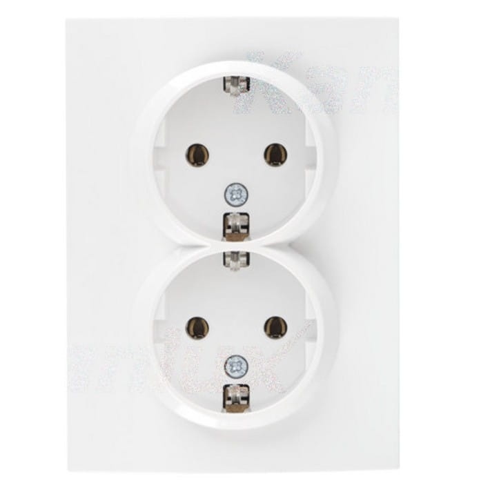 Gniazdo zasilające podwójne Schuko, kompletne LOGI 02-1270-102 białe MOW ION 25095
