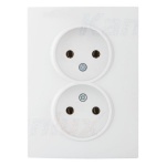 Gniazdo zasilające podwójne bez uziemienia, kompletne LOGI 02-1280-102 białe MOW ION 25096