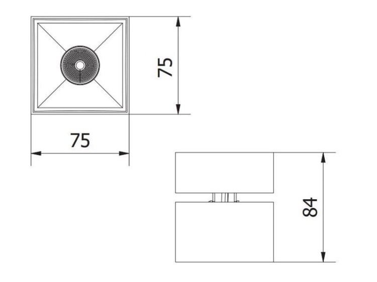 Oprawa LED BIANCO 8W 4000K 680lm IP20 36° kwadrat czarny GTV