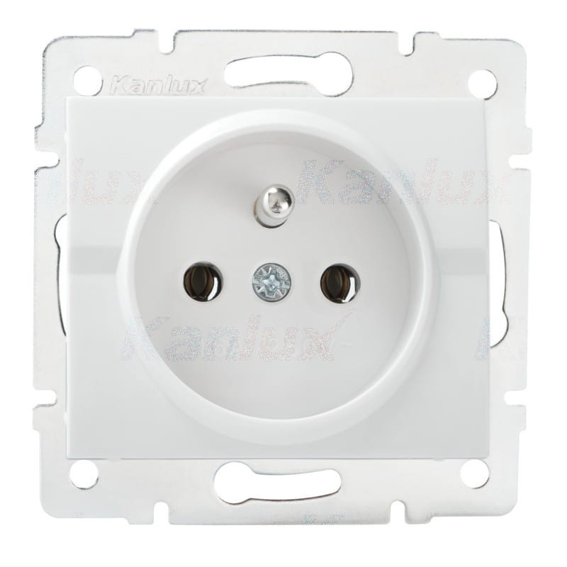 Gniazdo zasilające pojedyncze francuskie LOGI 02-1251-102 bi białe Kanlux 25090