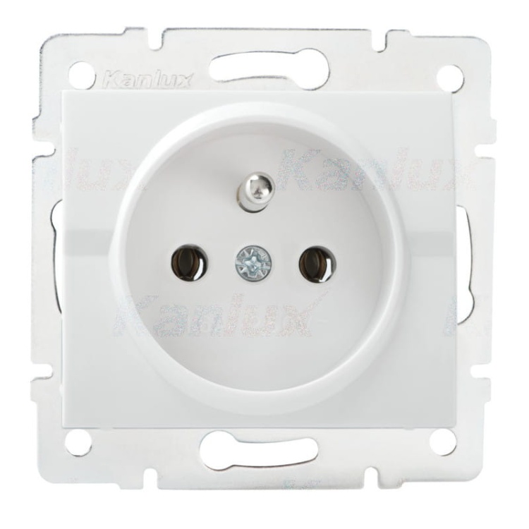 Gniazdo zasilające pojedyncze francuskie LOGI 02-1251-102 bi białe Kanlux 25090