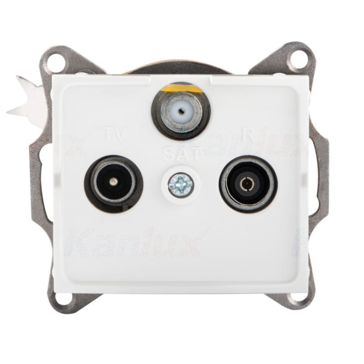 Gniazdo RTV-SAT przelotowe LOGI 02-1340-002 bi białe Kanlux 25102