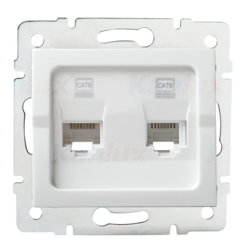 Gniazdo komputerowe podwójne niezależne (2x RJ45Cat 6 Jack) LOGI 02-1420-002 bi białe Kanlux 25111