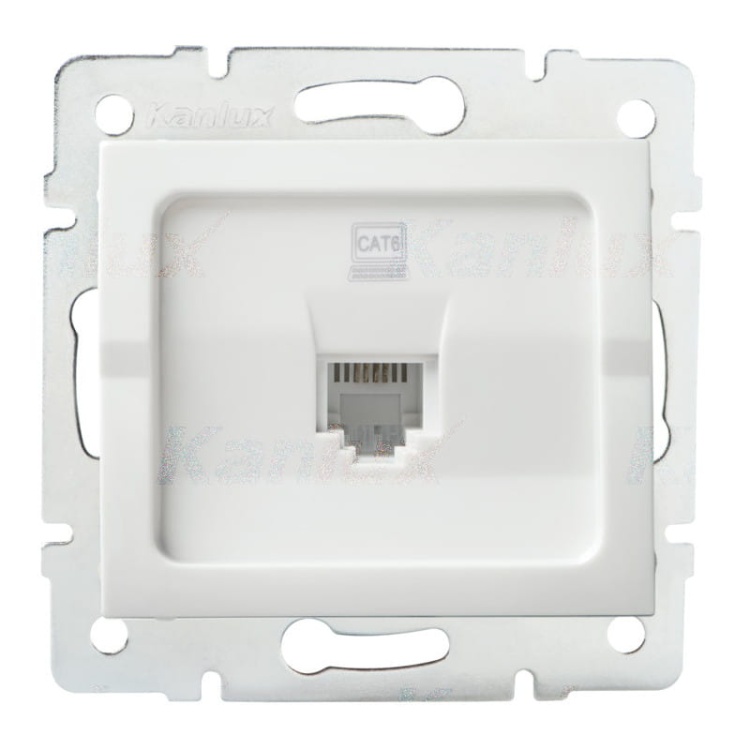 Gniazdo komputerowe pojedyncze (RJ45Cat 6 Jack) LOGI 02-1400-002 bi białe Kanlux 25109