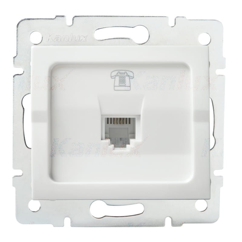Gniazdo telefoniczne pojedyncze (RJ11) LOGI 02-1370-002 bi białe Kanlux 25106