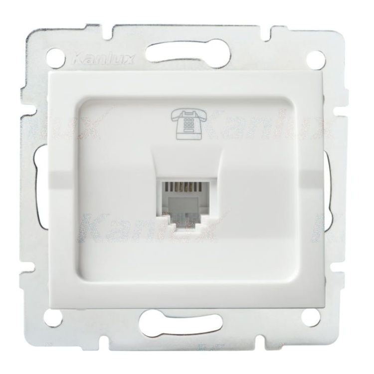 Gniazdo telefoniczne pojedyncze (RJ11) LOGI 02-1370-002 bi białe Kanlux 25106