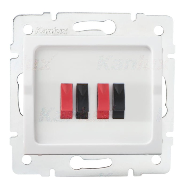 Gniazdo głośnikowe podwójne LOGI 02-1820-002 bi białe Kanlux 25115