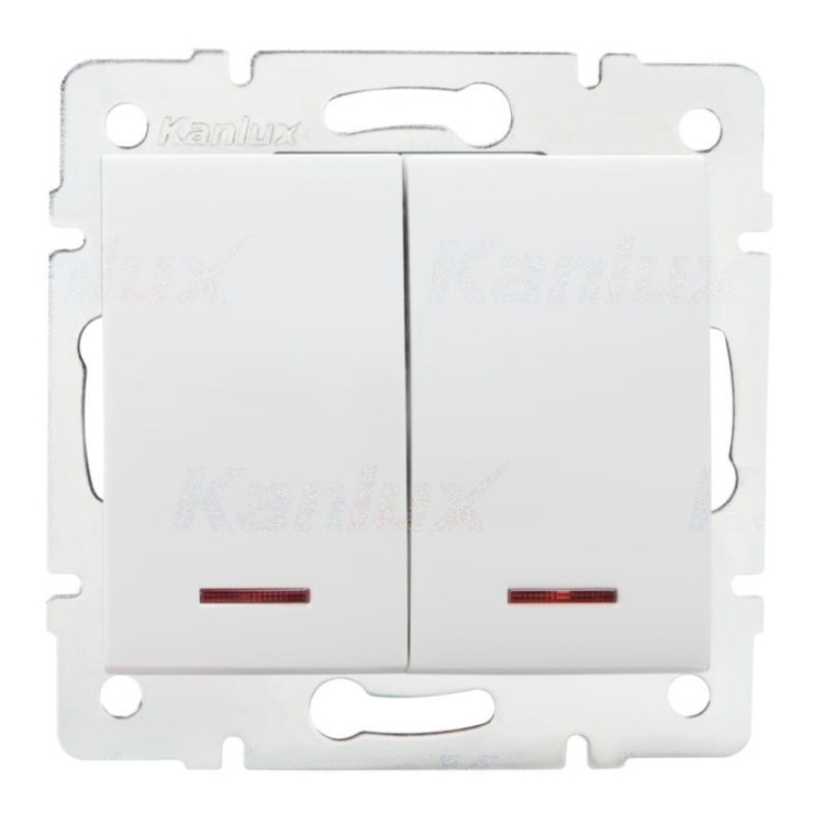 Łącznik dwugrupowy świecznikowy z LED LOGI 02-1120-102 bi biały Kanlux 25079