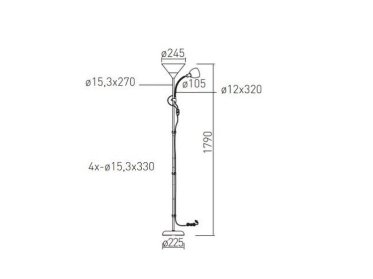 Lampa podłogowa BENFICA 2 E27/E14 szara GTV