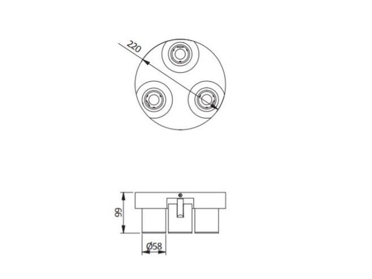 Oprawa sufitowa BLINK potrójna 3xGU10 IP20 czarna GTV