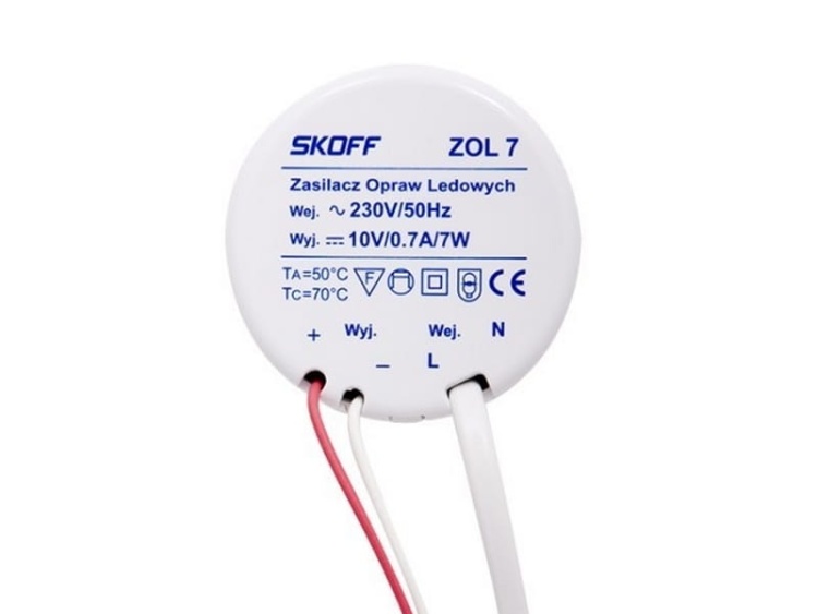 Zasilacz ZOL7-10V do puszki Ø60 10V DC 7W SKOFF