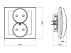 Mechanizm gniazda podwójnego do ramki bez uziemienia 2×2P Karlik - wymiary