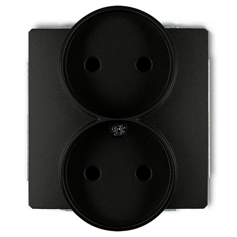 Mechanizm gniazda podwójnego 12DGPR-2P do ramki 2x2P bez uziemienia czarny mat Deco Karlik