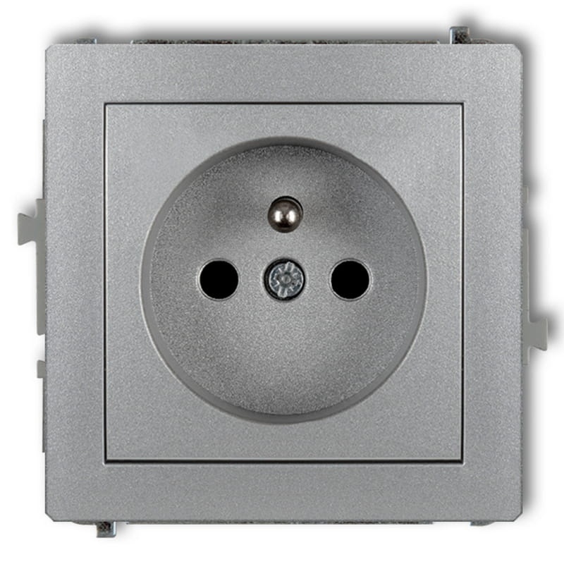 Mechanizm gniazda pojedynczego z uziemieniem 2P+Z srebrny metalik 7DGP-1ZP Deco Karlik