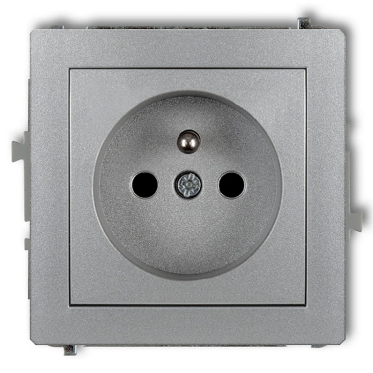 Mechanizm gniazda pojedynczego z uziemieniem 2P+Z srebrny metalik 7DGP-1ZP Deco Karlik