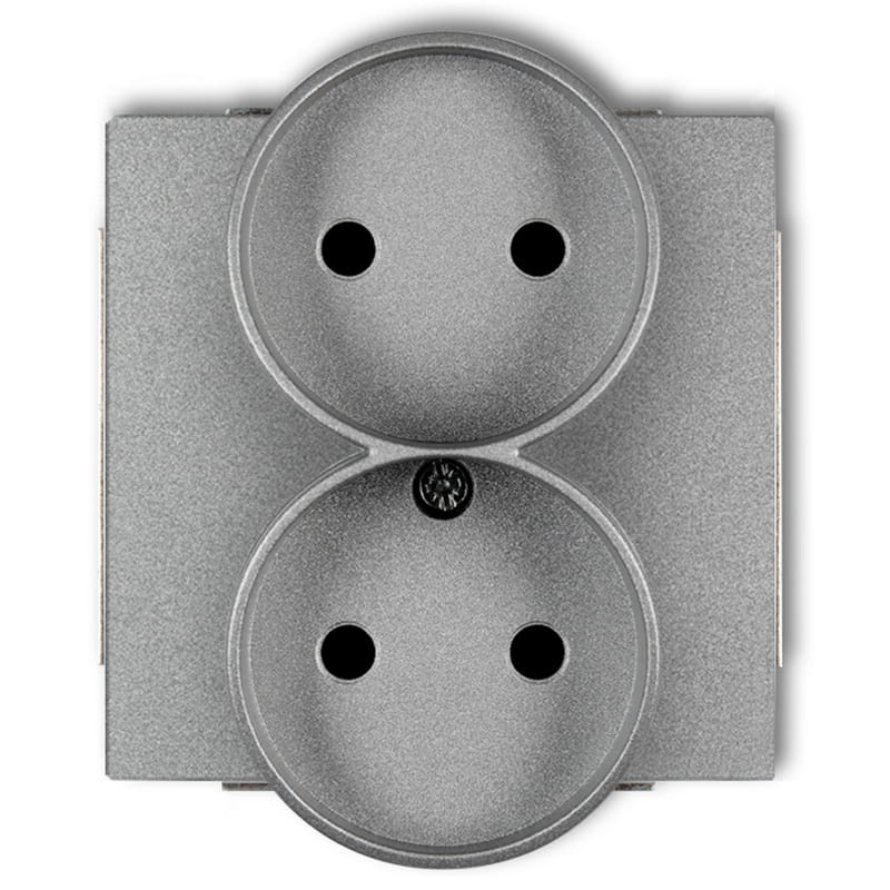 Mechanizm gniazda podwójnego 7DGPR-2P do ramki 2x2P bez uziemienia srebrny metalik Deco Karlik